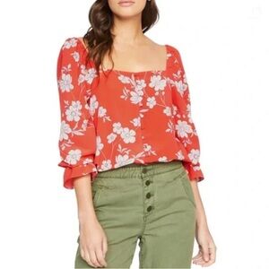 NWOT Sanctuary Beautiful Floral Orange Blouse Size M